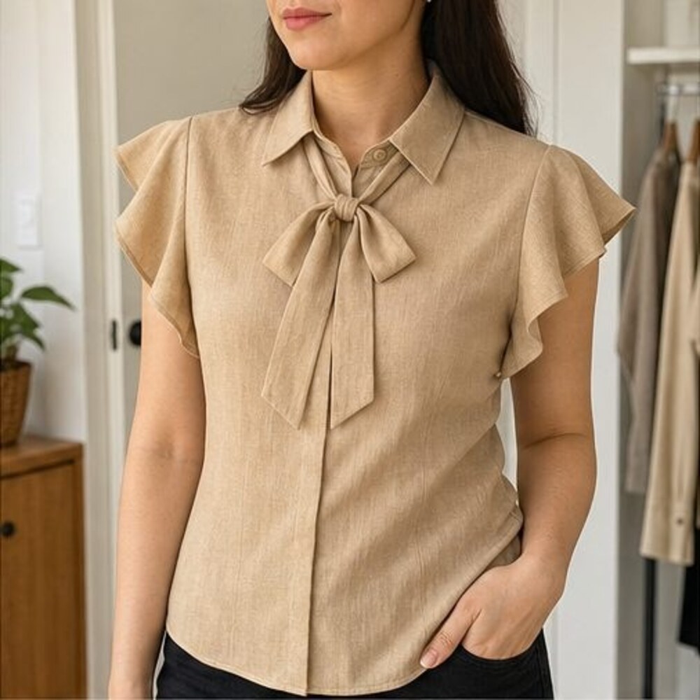 Camel Button Blouse - Picture 2 of 6